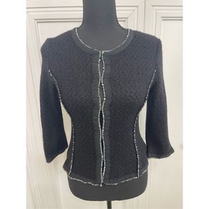 St. John black wool blend jacket with silver chain trim